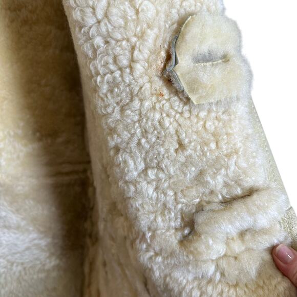 Vintage Men's Friitala Finland Genuine Suede Shearling Coat sz 54=L - Picture 4 of 16